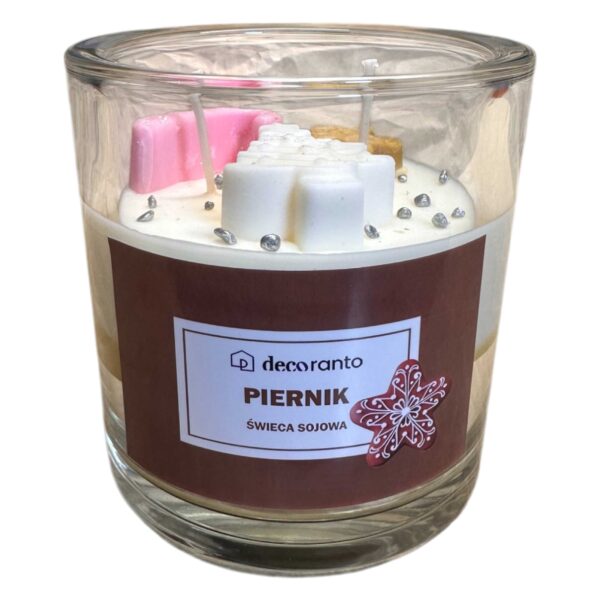 Świeca sojowa zapachowa PIERNIK świąteczna w szklanym kubku 400 ml