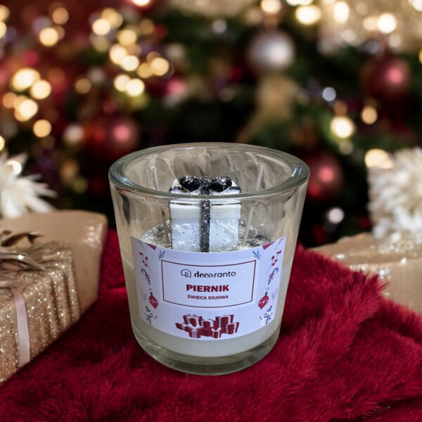 Świeca sojowa zapachowa PIERNIK świąteczna w szklanym kubku 400 ml