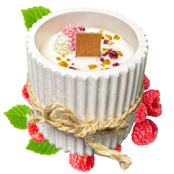 Świeca sojowa zapachowa MALINA w gipsowym kubku