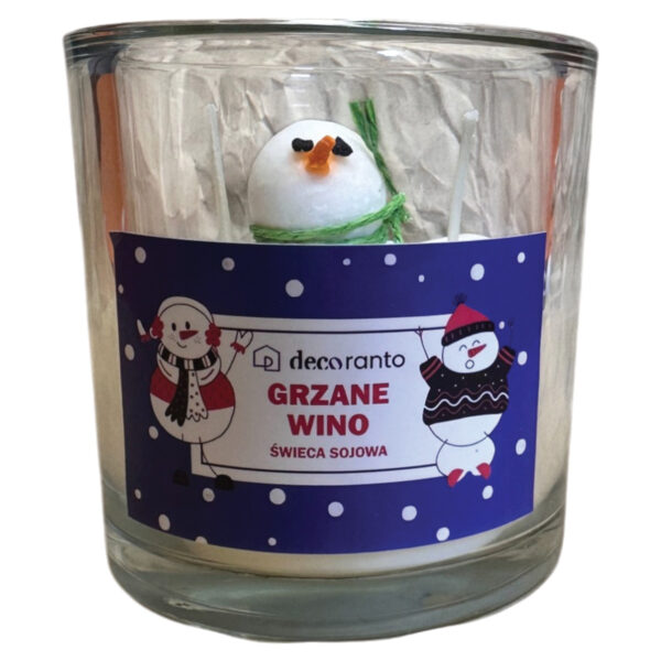 Świeca sojowa zapachowa GRZANE WINO Świąteczny Bałwan 400 ml