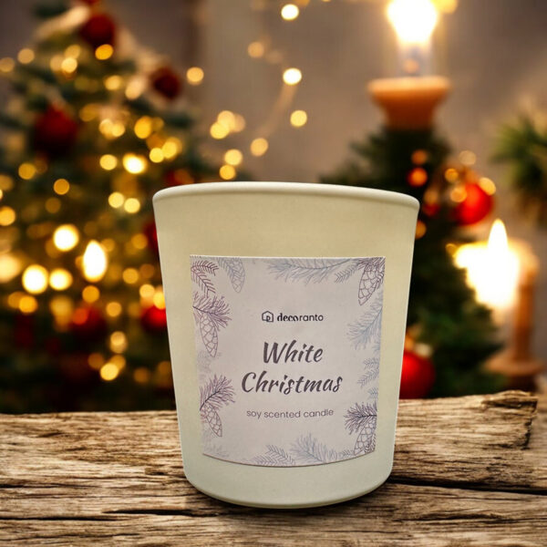 Świeca sojowa zapachowa świąteczna WHITE CHRISTMAS w szklanym pojemniku 190 ml