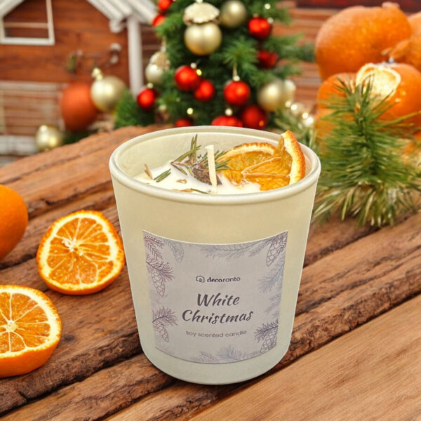 Świeca sojowa zapachowa świąteczna WHITE CHRISTMAS w szklanym pojemniku 190 ml