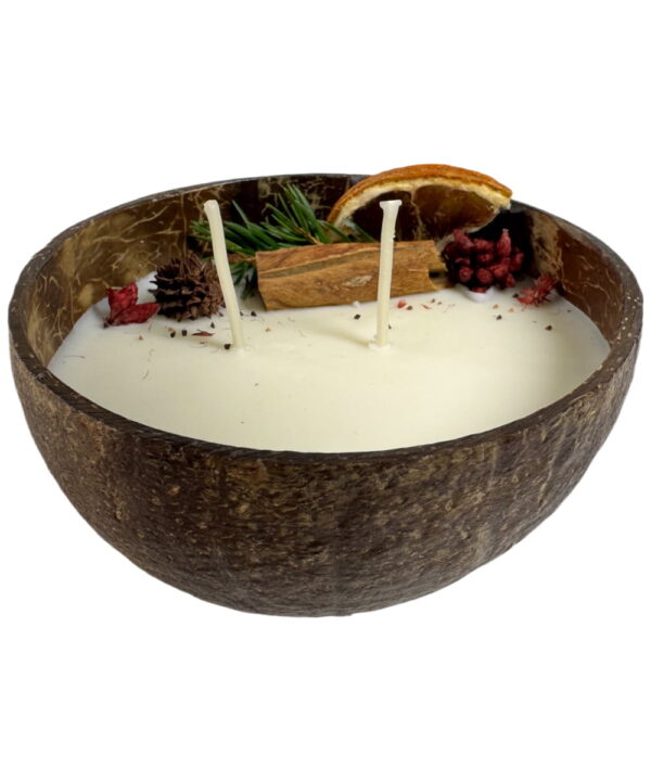 Świeca sojowa w kokosie zapachowa ZIMOWA AURA pieczone jabłko 250 ml