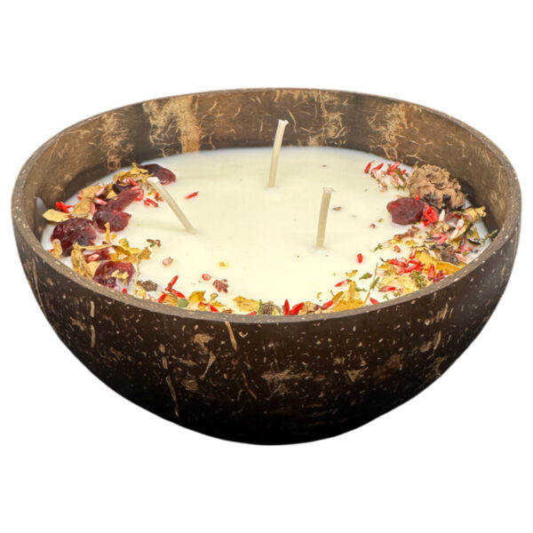 swieca-w-kokosie-zurawina-1.jpg Świeca sojowa w kokosie zapachowa ŻURAWINA