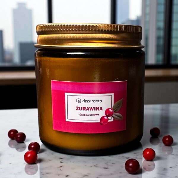 54c9f299602600a8546f6ec40c0facfe.jpg Świeca sojowa zapachowa ŻURAWINA